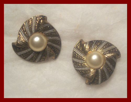 Spanish Toledo Earrings with Faux Pearls