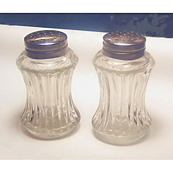 Depression Glass Ribbed Salt Pepper Shakers