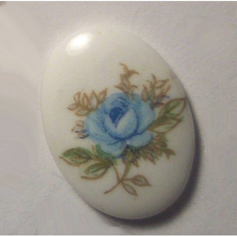 13 x 18mm Blue Rose on Glass Cabochon